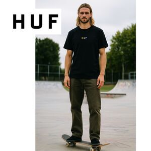 Huf Logo Black T-Shirt (Fading at Fabric)